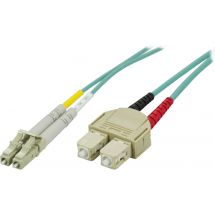 OM3 Fiber cable, LC - SC, duplex, UPC, 50/125, 0,5m, blue