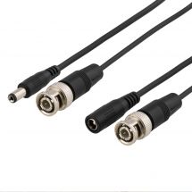 Coaxial cable w/ BNC and power, BNC m - m, 2.1mm, 15m