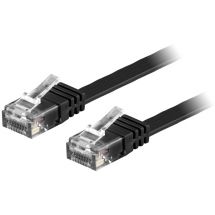 U/UTP Cat6 patch cable, flat, 2m, 250MHz, black
