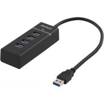 USB 3.0 hub, 4-ports, aluminium, black
