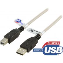 USB 2.0 cable, Type A male, Type B male, 1m, black / white