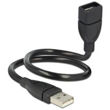 Flexible USB cable, USB Typ A ma - fe, 0.35m, black
