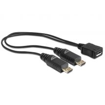 USB splitter cable 1xMicro B fe to 2xMicro B ma 20cm black