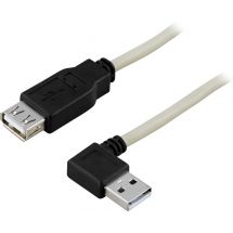 USB 2.0 kaapeli A uros, kulma - A naaras, 0,2m