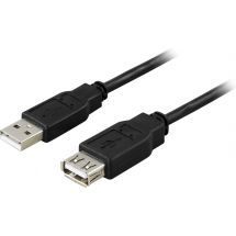 USB 2.0 cable Type A ma, Type A fe 1m, black