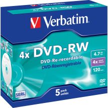 DVD-RW, 4x, 4.7 GB/120 min, 5-pack jewel case, SERL