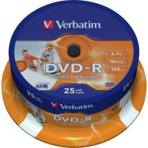 DVD-R, 16x, 4.7 GB/120 min, 25-pack spindel, AZO, printable