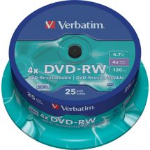 DVD-RW, 4x, 4.7 GB/120 min, 25-pack spindel, SERL