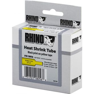 Rhino Pro mark heatshrink label 12x1.5mm blacktxt yell1.5m
