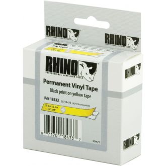 Rhino Pro Markable Perm Tape 19mm black text yellow tape5.5m