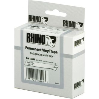 Rhino Pro Markable Perm Tape 12mm black text white tape5.5m