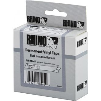 Rhino Pro Markable Perm Tape 19mm black text white tape5.5m