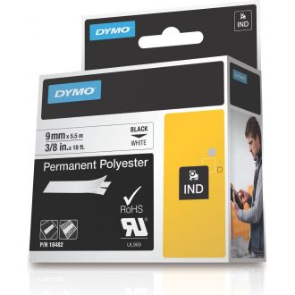 Rhino Pro Markable Perm Tape 9mm black text white tape 5.5m