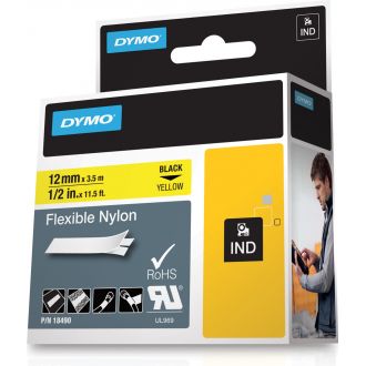 Rhino Pro Markable Flex Tape 12mm black text yellow tape3.5m