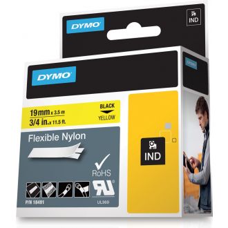 Rhino Pro Markable Flex tape 19mm black text yellow tape3.5m