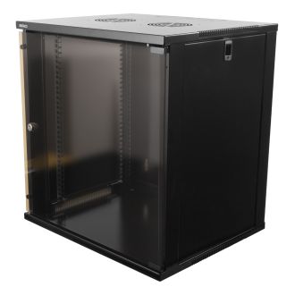 19" cabinet, 12U, 540x450mm, standing wall mount, glass