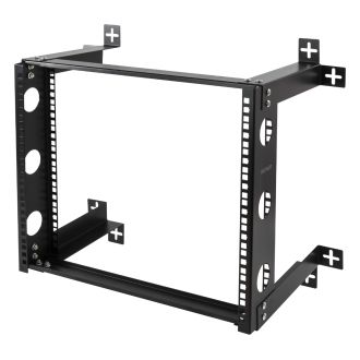 19" wall mount, 9U, 50kg load, steel, mounting kit, black
