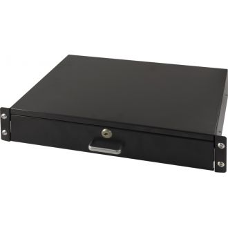19" 2U pull-out storage box, lockable