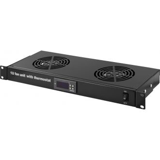 1U 19" fan package with 2 fans, thermostat, 230V, black