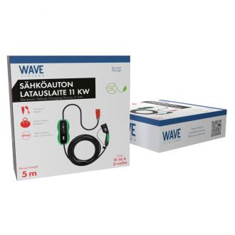 Wave EV 3-vaiheinen sähköauton latauslaite, CEE -> Type 2 (11 kW), 5m, Musta