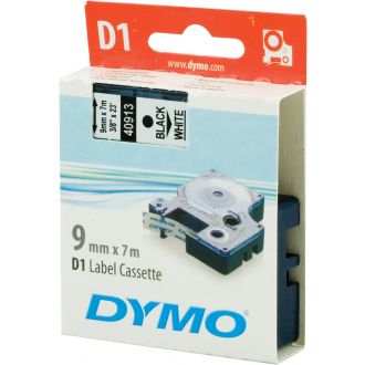 D1, marking tape, 9mm, black text on white tape, 7m