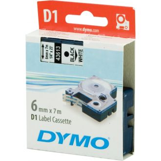 D1, marking tape, 6mm, black text on white tape, 7m