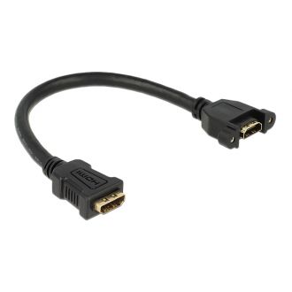 HDMI cable panel mount 2xHDMI 19pin female 0.25m black