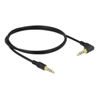 Stereo jack cable 3.5 mm 4 pin male > male angled 1 m black