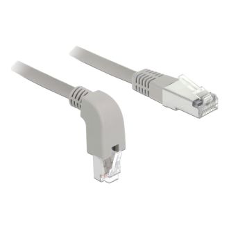 Network cable RJ45 Cat.6A S/FTP downwards angled/straight 1m