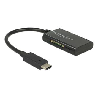 USB 3.1 Gen 1 Card Reader, USB-C male, 4 Slots, black