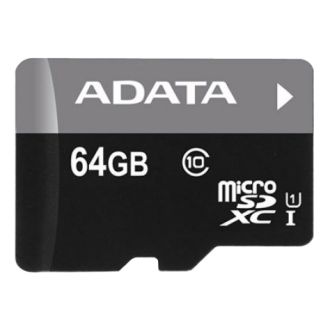 64GB MicroSD w/adapter R:50MB/s W:10MB/s