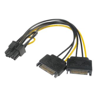 SATA to 6+2-pin PCIe-adapter, 0.15m, black/yellow