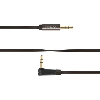 Audio cable, angled 3.5mm male - 3.5mm male,1m, black
