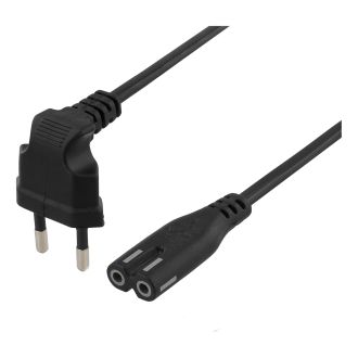 Power cable angled CEE 7/16 straight IEC 60320 C7 3m black
