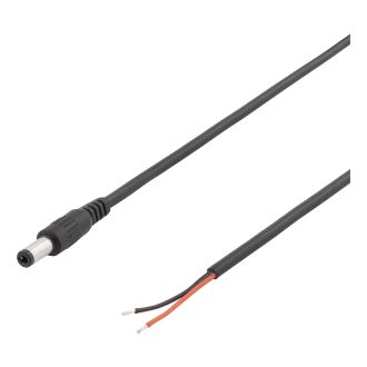 5.5x2.1mm DC to open ended wire, 2m, 20AWG, black
