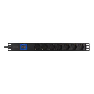 7-Outlet 19" power distrib unit, 2500W, CEE7/3, digital