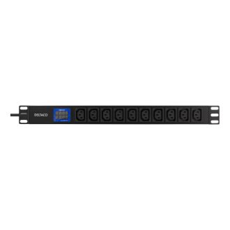 19" PDU 10 C13 outlets, 3500W, ammeter, aluminium