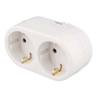 Earthed power outlet, 2-sockets, white