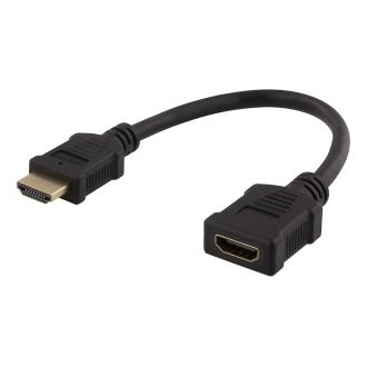 Flexible HDMI adapter, 0.2m, HDMI M/F, UHD, black
