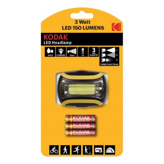LED Headlamp, 150lm, 3 modes, 3W single LED, IP44, black
