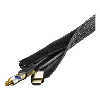 Nylon cable wrap, hook and loop fastener, 1,8m, black