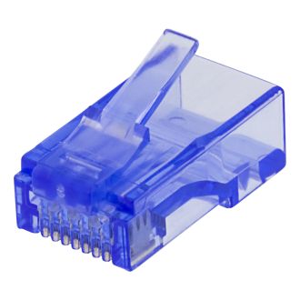 RJ45 connector, Cat6, UTP, 20-pack, transparent, blue
