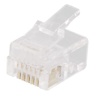Modular connector RJ12, 6P6C, 20-pack, transparent