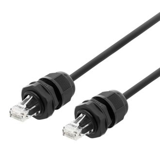 S/FTP Cat6a patch cable, 3m, IP68, PG13.5, black