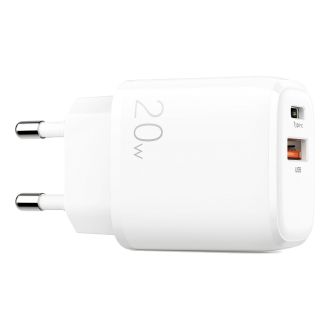 Fast Charger USB & USB-C, PD & Q.C3.0, 3.5A, 20W, white