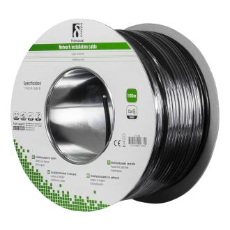 U/UTP Cat6 installation cable, for outdoor use, 100m, black