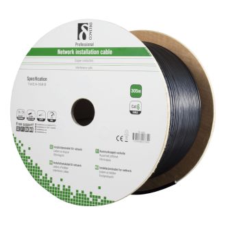 F/UTP Cat6 installation cable, for outdoor use, 305m, black