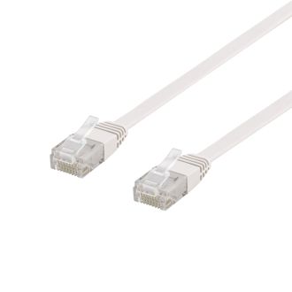 U/UTP Cat6 laitekaapeli, litteä, 0,3m, 250MHz, valkoinen