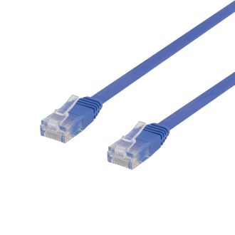 U/UTP Cat6 patch cable, flat, 10m, 250MHz, blue