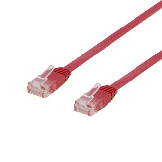 U/UTP Cat6 patch cable, flat, 10m, 250MHz, red